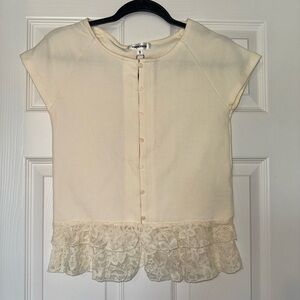 Vigoss Women’s Cream Lace Hem Top